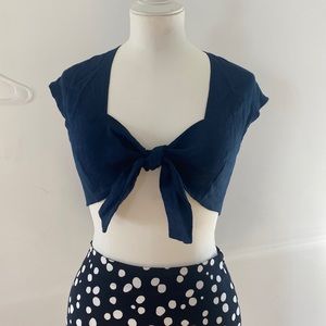 Reformation linen tie front crop top